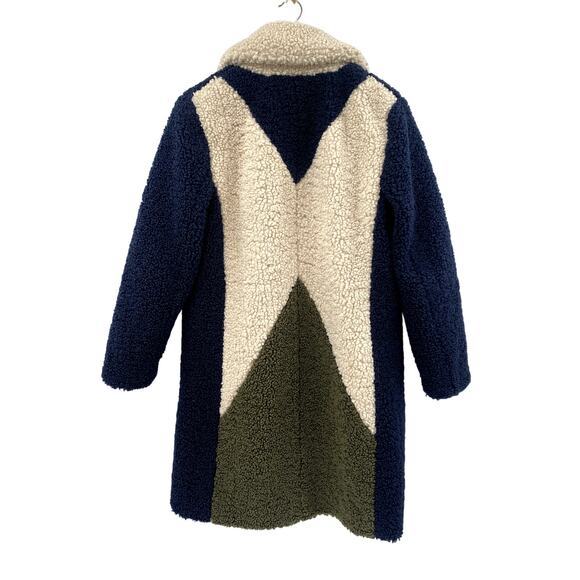 J. Crew Sherpa navy green colorblock Pea Coat - Picture 4 of 7